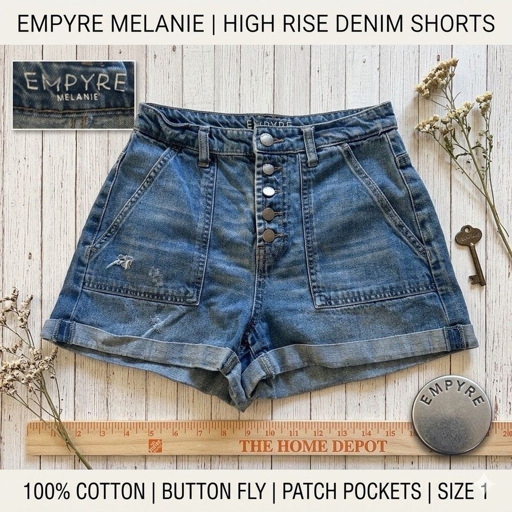Empyre Melanie High Rise Button Fly Denim Shorts Size 1